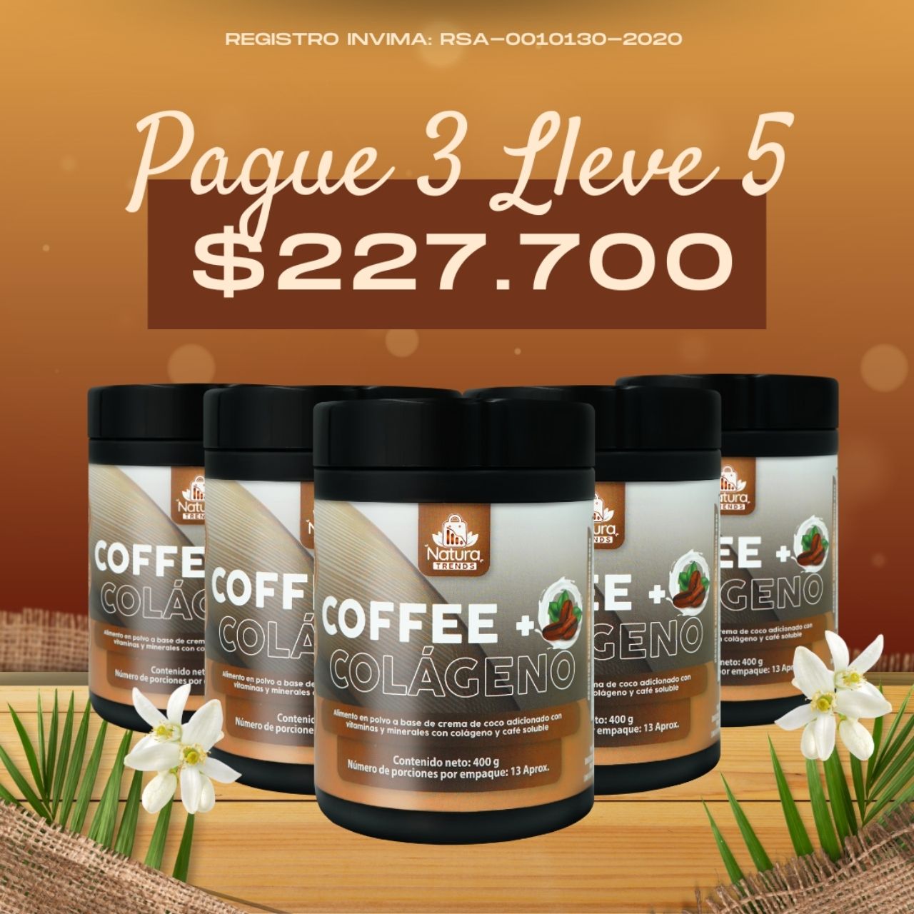 Coffee+Col&aacute;geno Paga 3 lleva 5